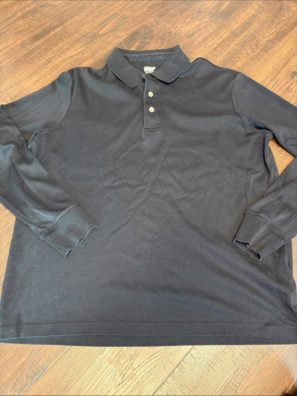 Lands End Men’s Large Black Long Sleeve Cotton Polo Shirt